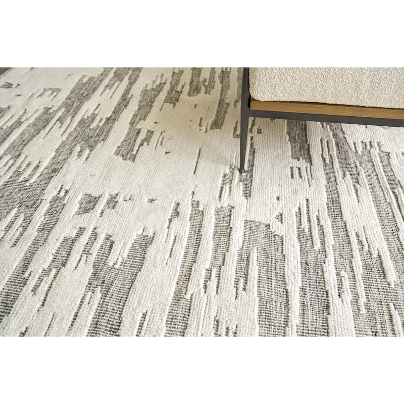 EXQUISITE RUGS Calibre Hand-knotted New Zealand Wool Ivory/Charcoal Area Rug.