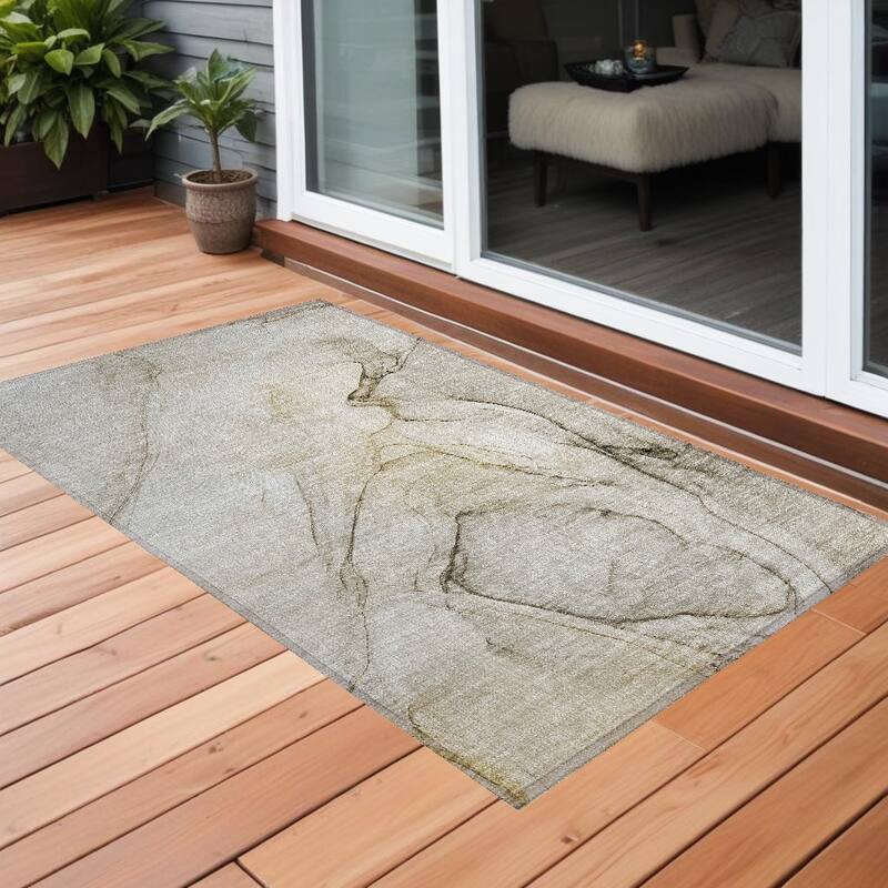 Almiso Artistic Abstract Weather Resistant Classic Meets Modern Outdoor Rug - 3' x 5' - Multi