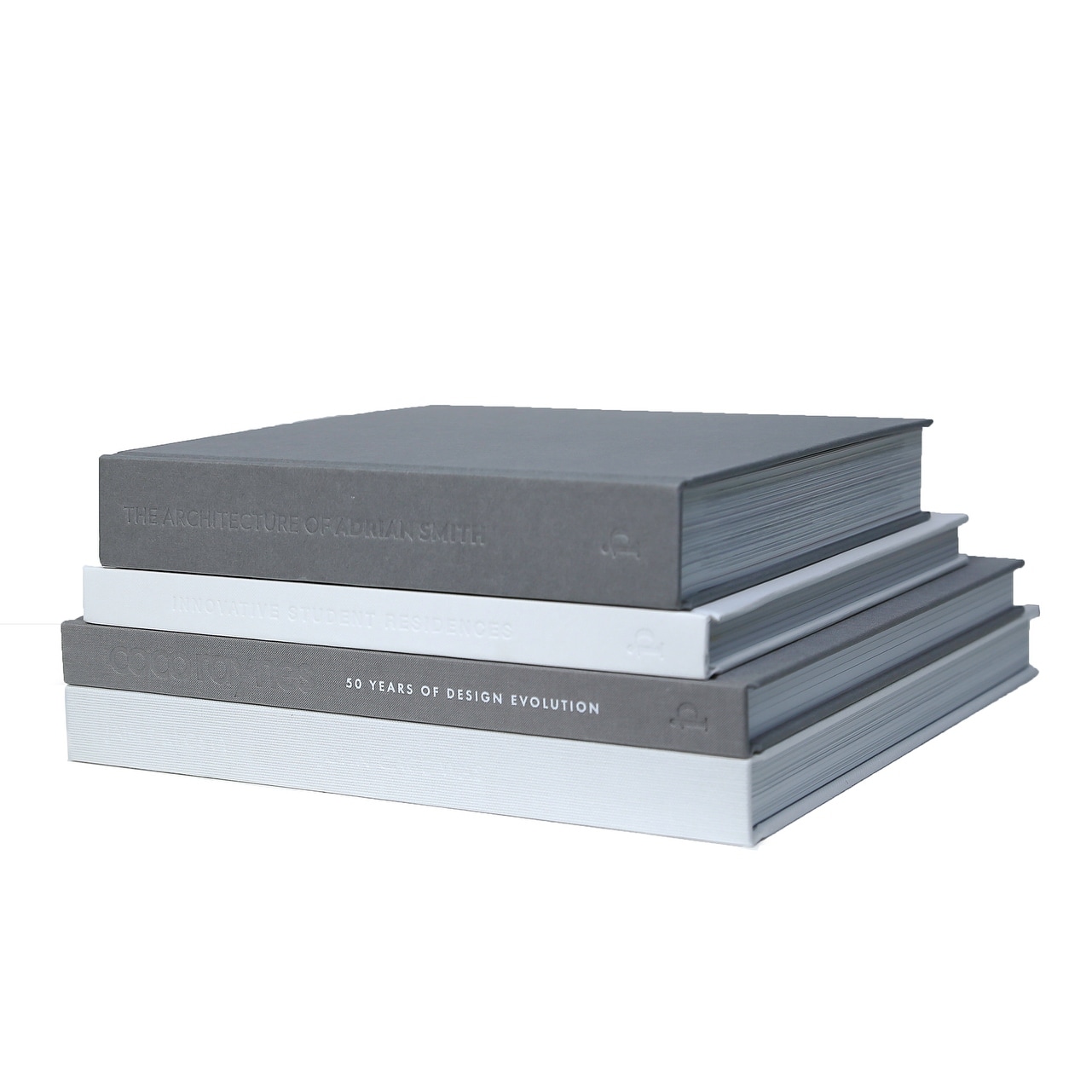 Decorative Books - Fog Coffee Table Stack - 4 Grey Books