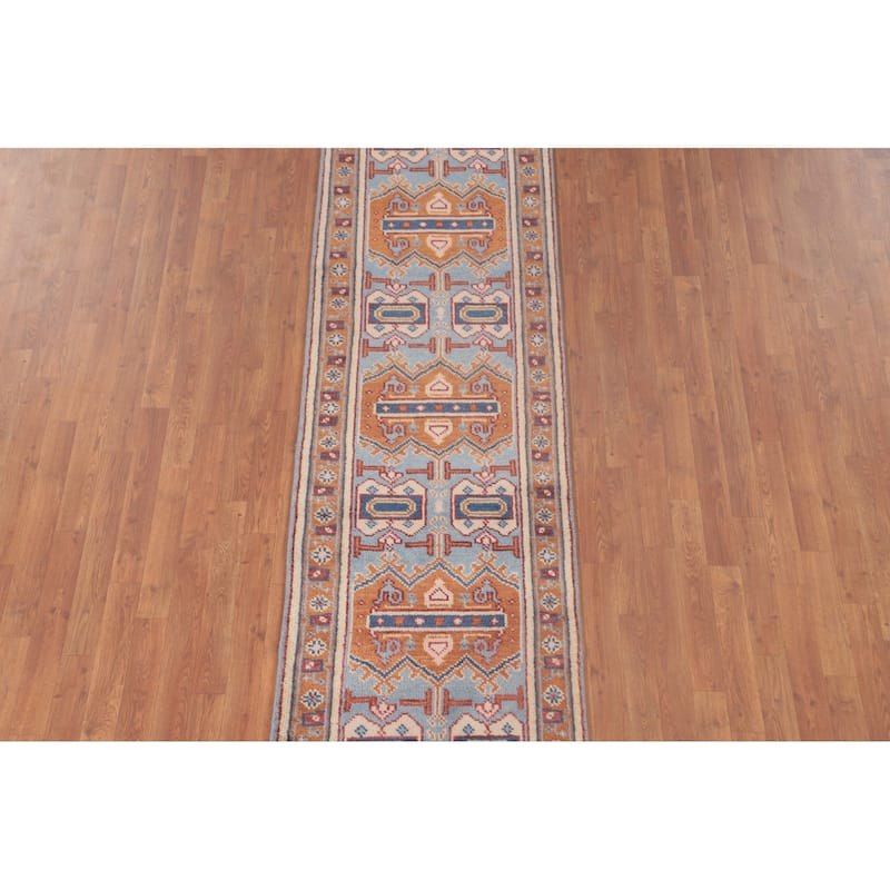 Geometric Khotan Runner Rug Handmade Oriental Wool Carpet - 2'6"x 7'10"