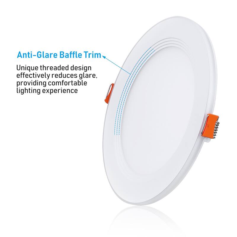 6" 5CCT LED Recessed Light, Anti-Glare Baffle Trim Night Light, CRI90 - 12pack