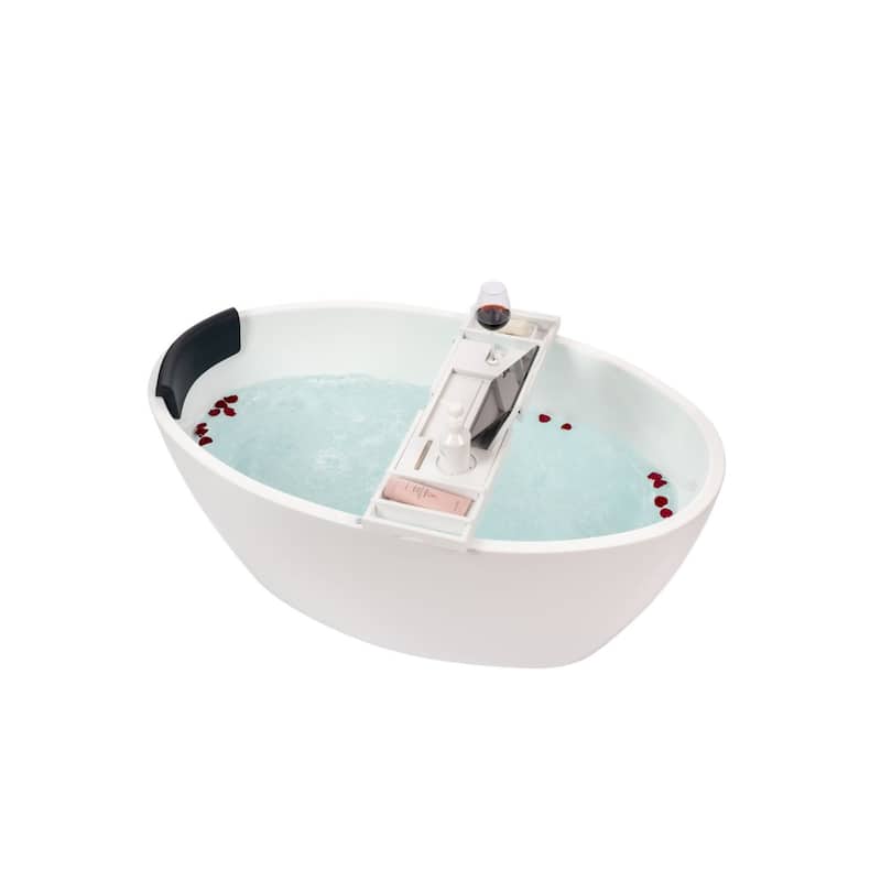 Vanity Art 55" Freestanding Acrylic Soaking Bathtub with Slotted Overflow & Pop-up Drain