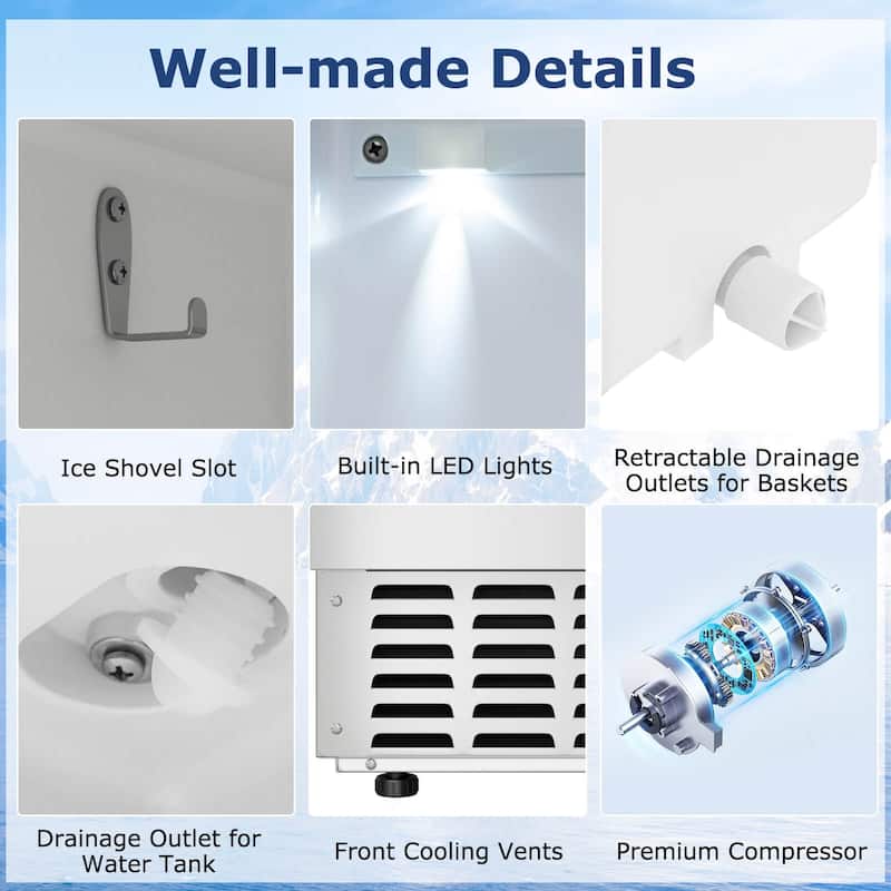 Costway Under Counter Nugget Ice Maker with Self-Cleaning 80 lbs/Day - See Details