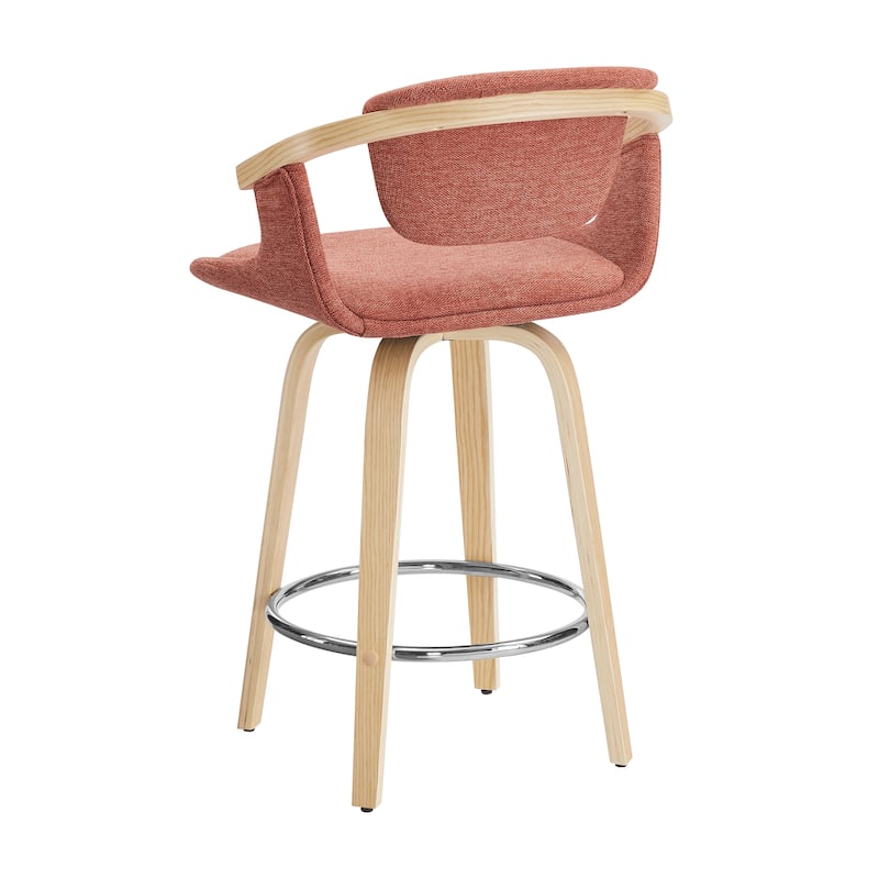 Art Leon Poplar Wood and Upholstered Swivel Barstool
