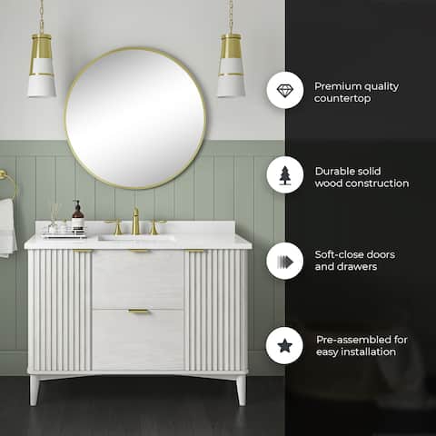 Gabi Bathroom Vanity with White Engineered Stone Top