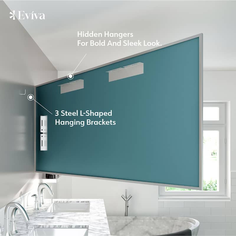 Eviva Sax 60" x 30" Rectangular Brushed Nickel Metal Framed Mirror - Brushed Nickel
