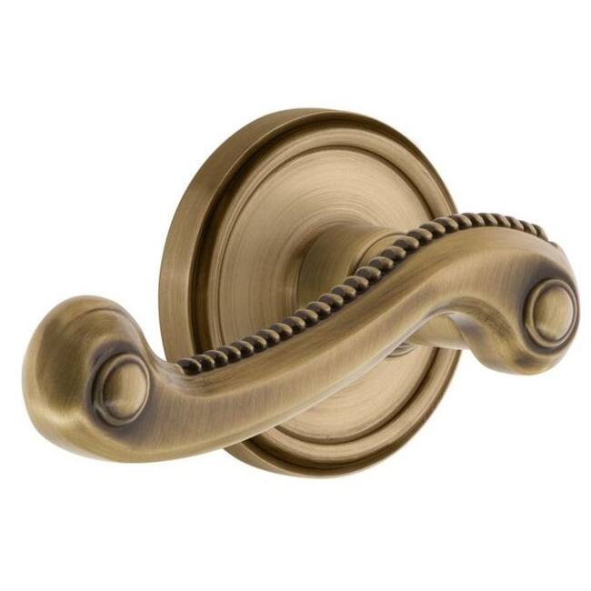 Grandeur Georgetown Solid Brass Rose Right Handed Single Dummy Lever - Vintage Brass