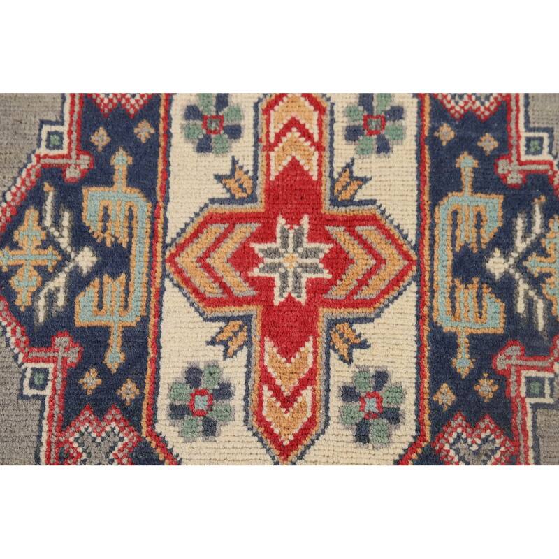 Geometric Kazak Accent Rug Handmade Home Decor Wool Carpet - 3'3" x 5'2"