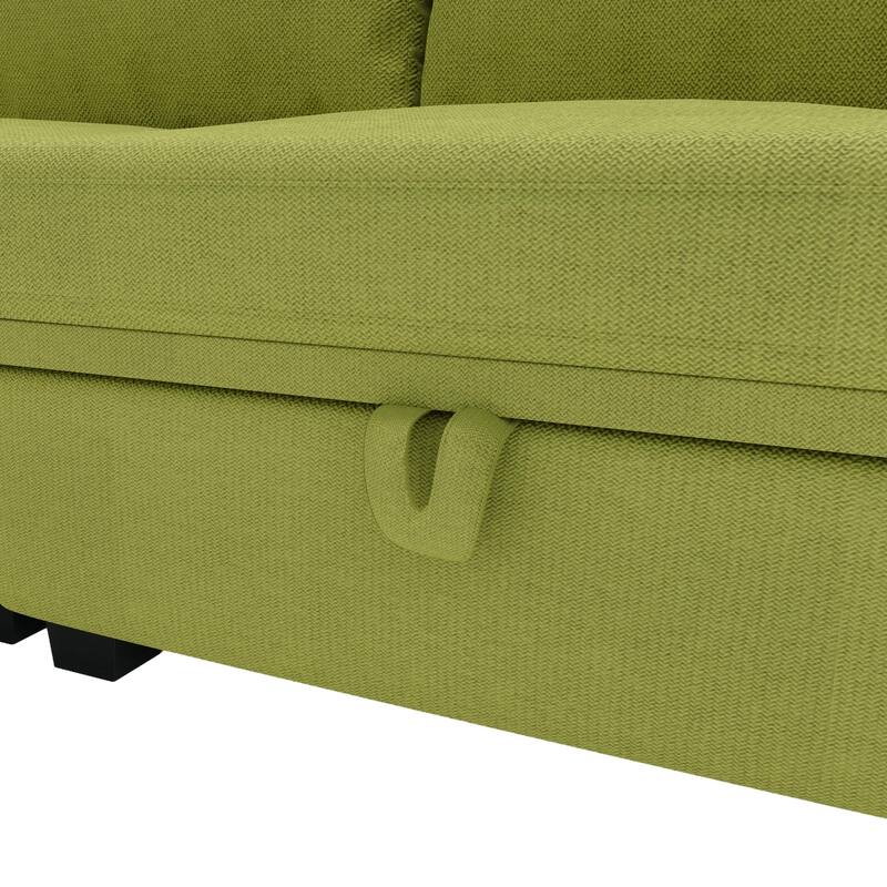 Linen Fabric U Shaped Modular Couch Set with Ottomans and Storage Seats