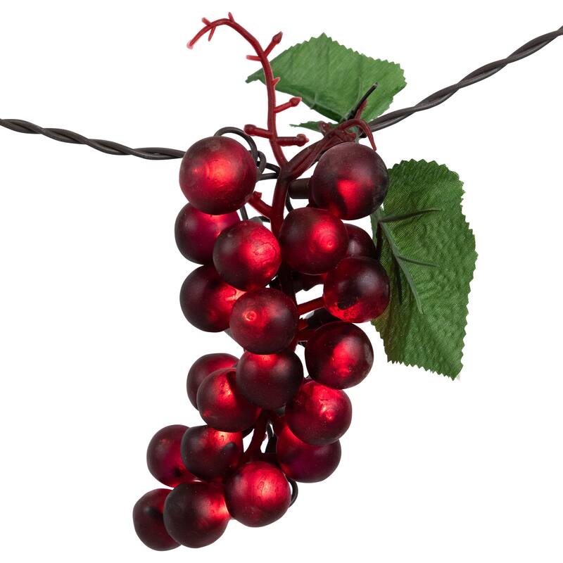 5-Count Red and Green Grape Cluster String Light Set, 8ft Brown Wire