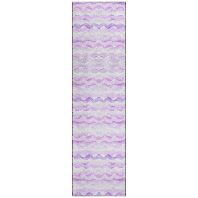 Indoor/ Outdoor Surfside Ombre Wave Washable Rug New - Purple - 2'3" x 7'6"