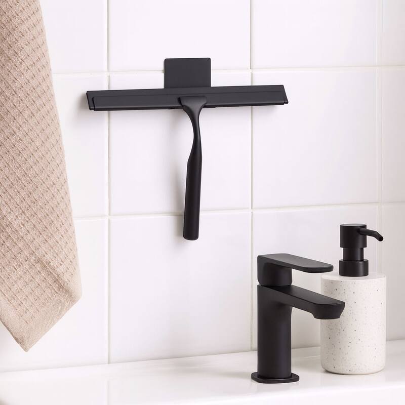 Matte Black Stainless Steel Window Bathroom Cleaning Squeegee - 10" - Matte Black