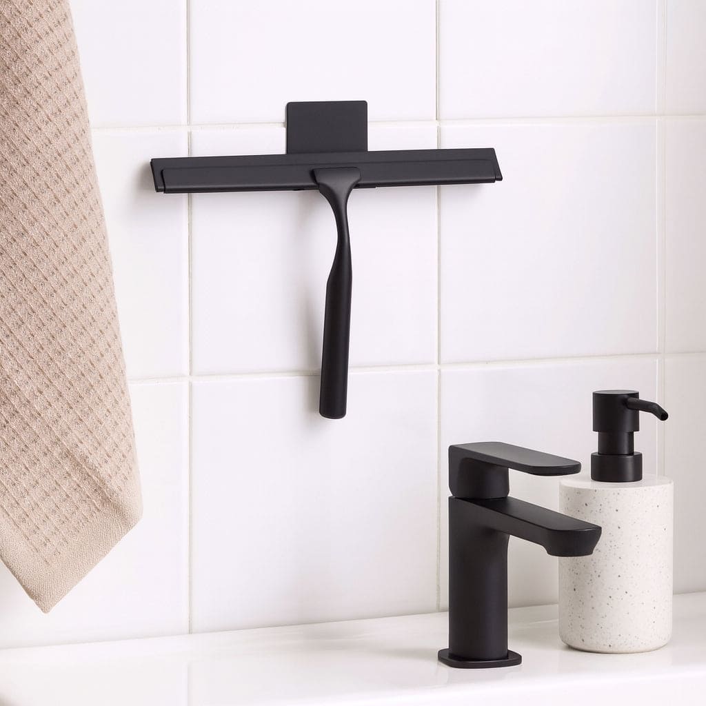 Matte Black Stainless Steel Window Bathroom Cleaning Squeegee - 10"