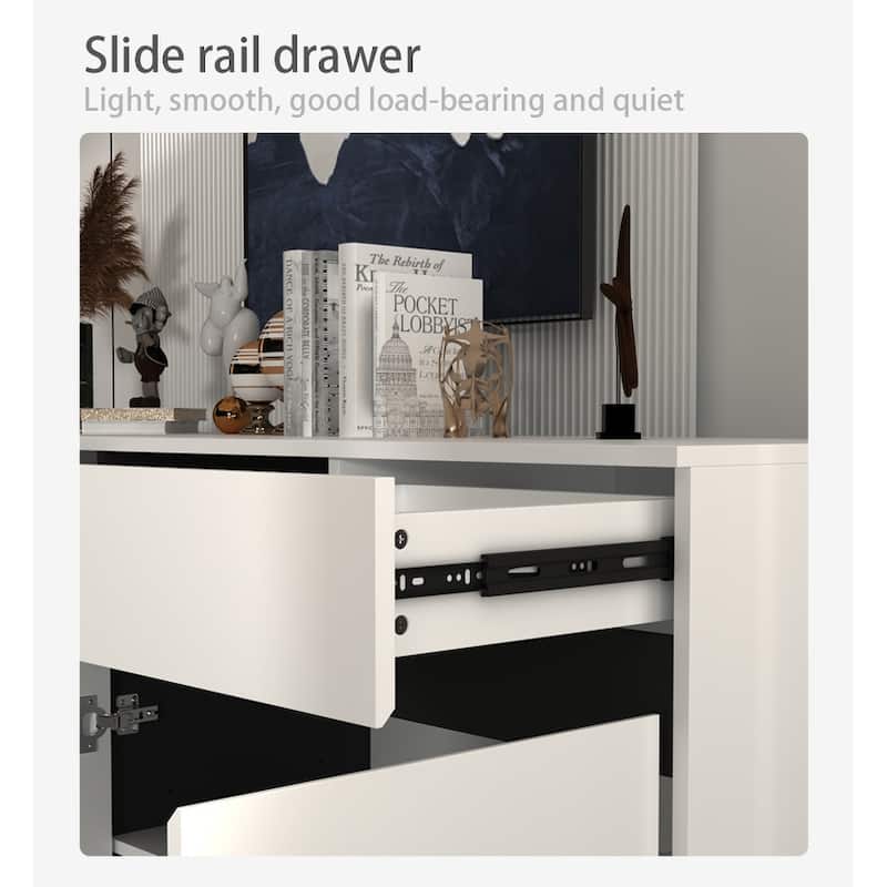 63"W Buffet Dresser Cabinet Console Table Sideboard 4 Door 4 Drawer - 62.99"W