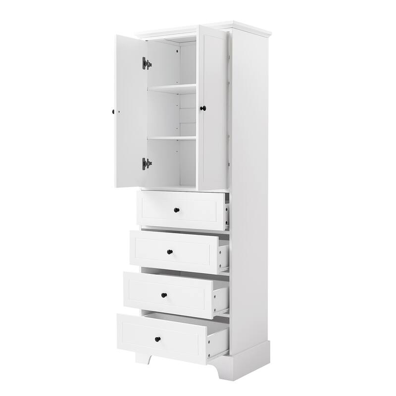 Tall Storage Cabinet with Doors and Drawers for Bathroom/Office