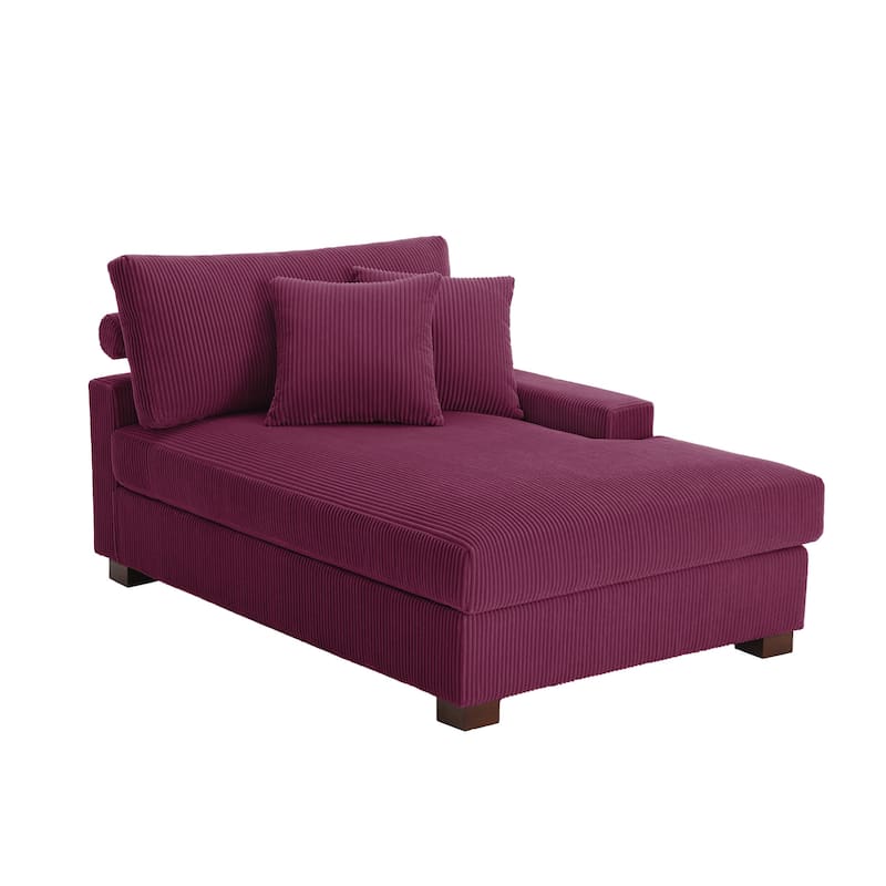 Corduroy Chaise Lounge Chair Upholstered Indoor Lounger Sofa