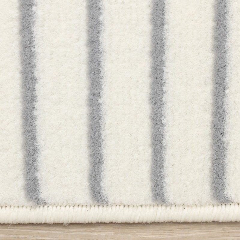 Forte White Grey Curved Arches Indoor Area Rug
