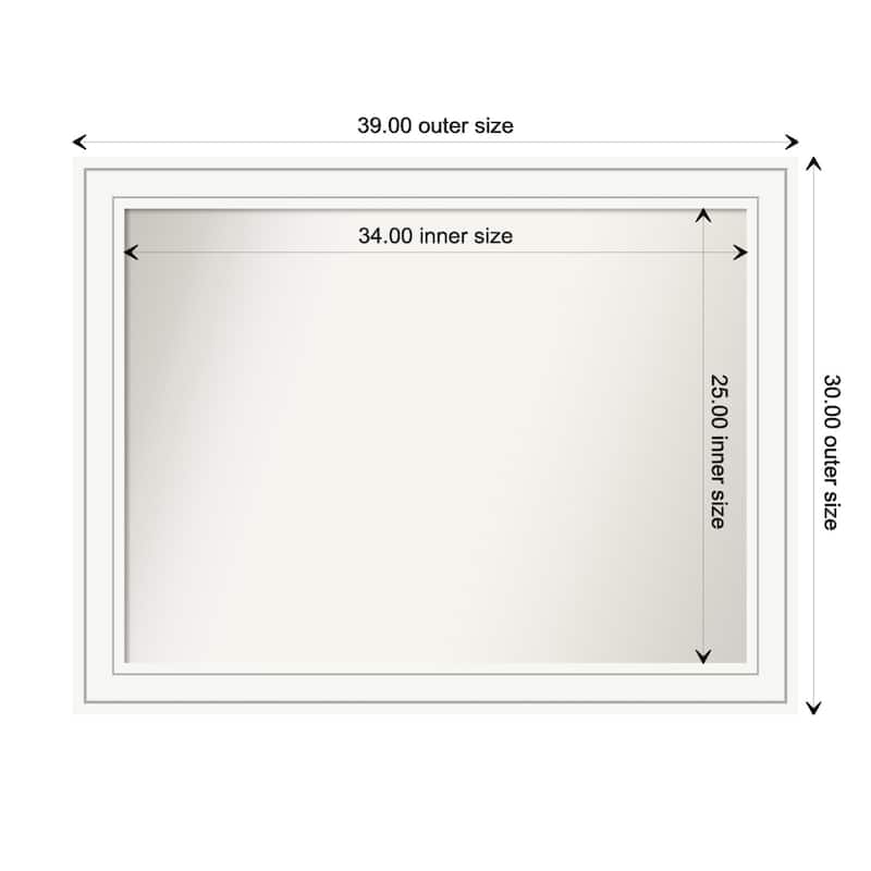 Craftsman White Framed Non-Beveled Custom Wall Mirror, Bathroom Vanity Mirror - Outer Size: 39 x 30