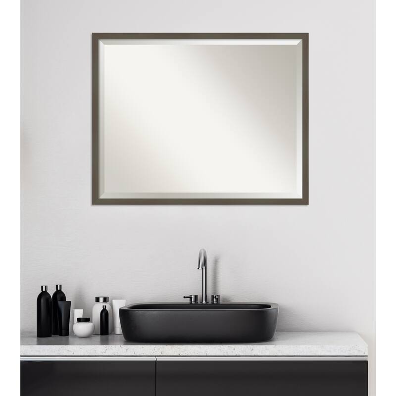Beveled Wood Bathroom Wall Mirror - Svelte Frame