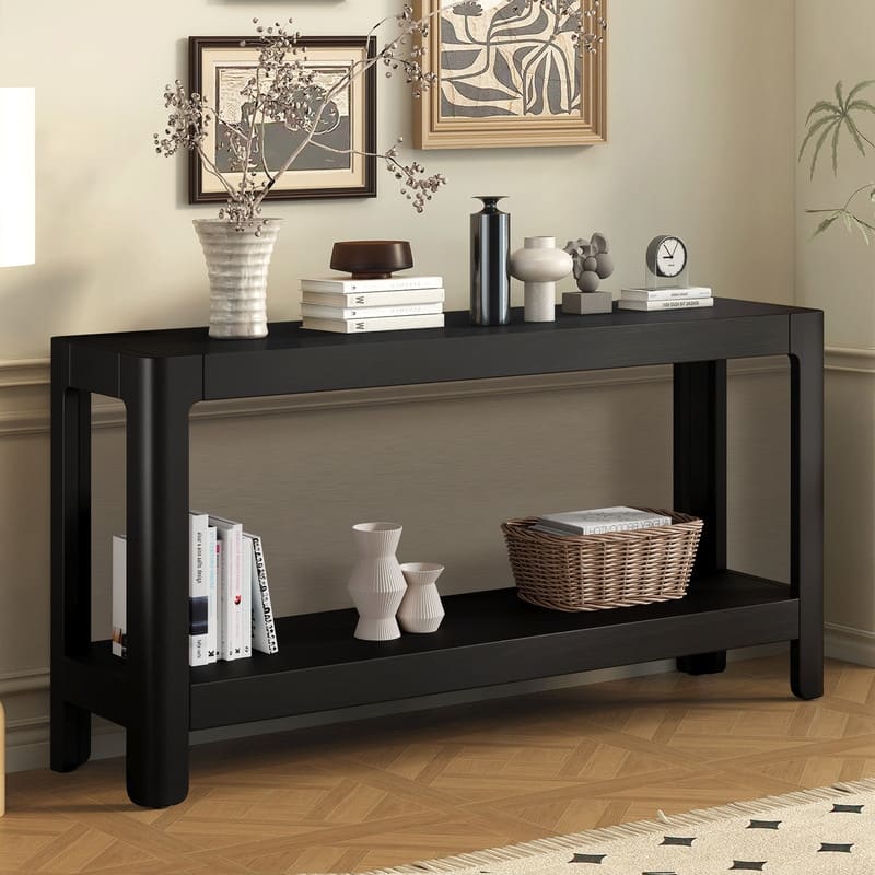 59" Modern Console Table with Elegant Minimalist Design and Premium Wood Veneer Finish