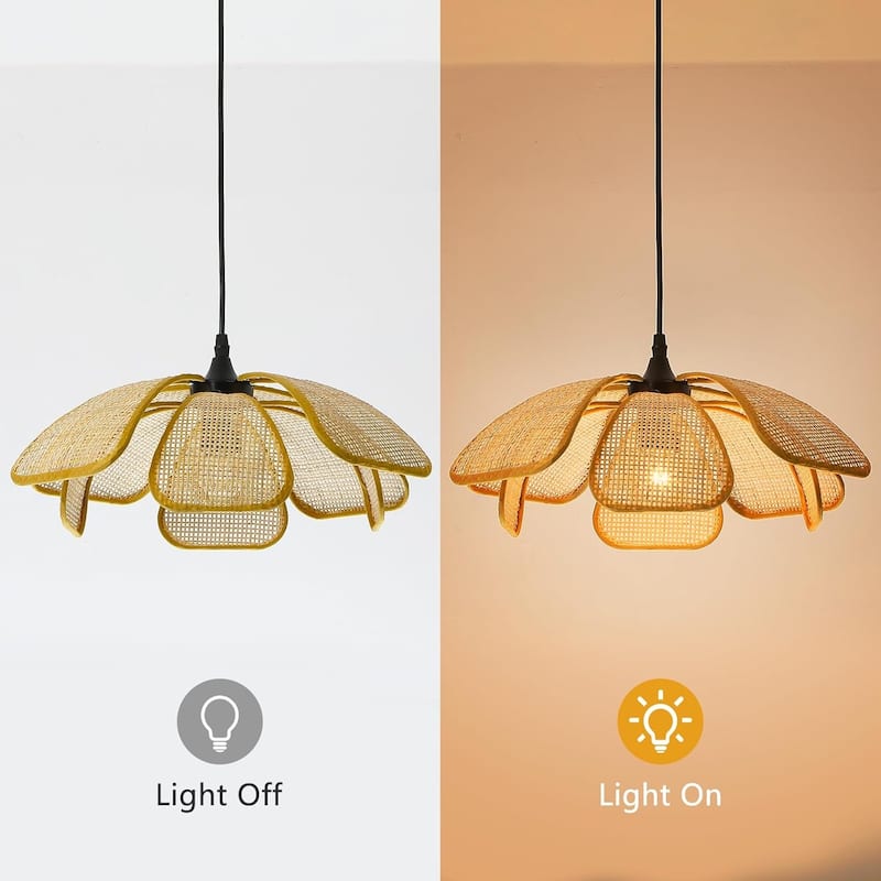 17 inch hand woven light rattan pendant light metal vintage light