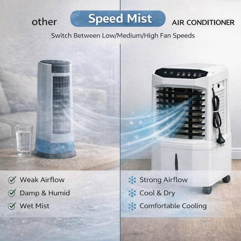 Evaporative Air Cooler, 3 Fan Speeds, with Remote Control