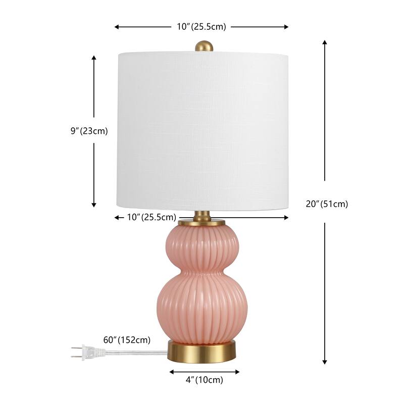 Lorena 20" Ribbed Metal/Glass LED Table Lamp, by JONATHAN Y