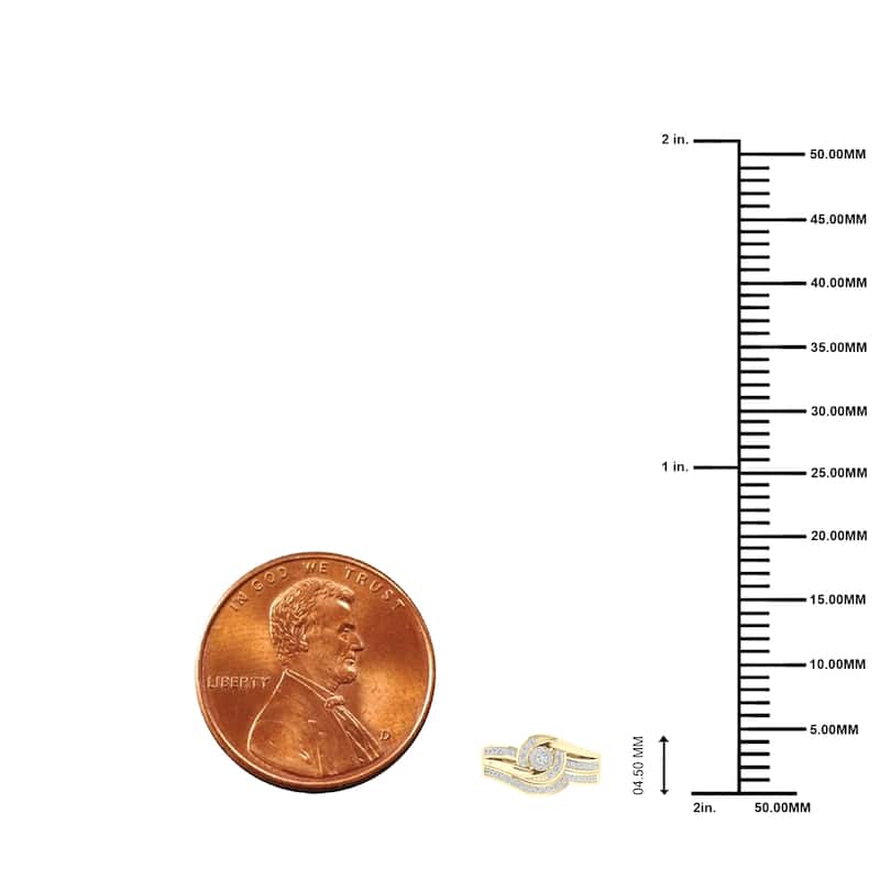 1/3ct TDW Diamond Bypass Bridal Set in 10K Gold for Women