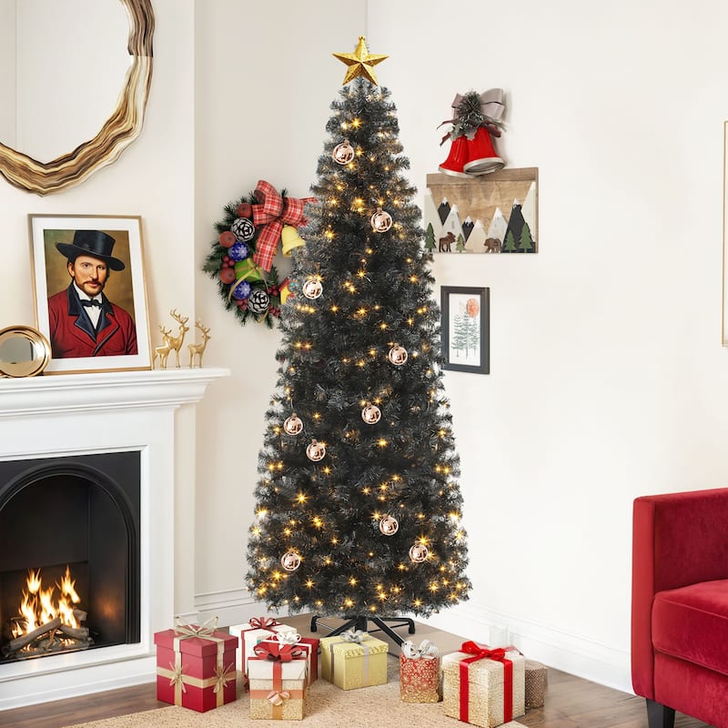 6/7.5FT Halloween Black Spruce Artificial Christmas Tree