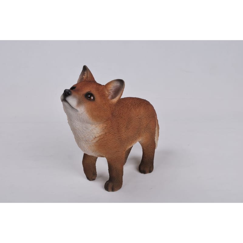 Fox Pup Looking Up Outdoor Garden Statue - 9.5"