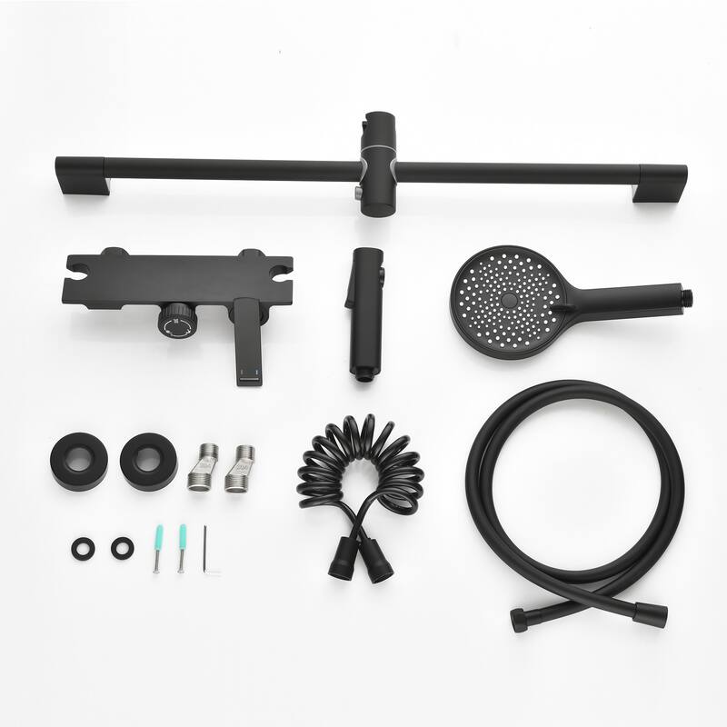 Wall Mount Tub Faucet with Hand Shower Brass Waterfall Tub Filler with Slide Bar Bahttub Faucet with Bidet Sprayer