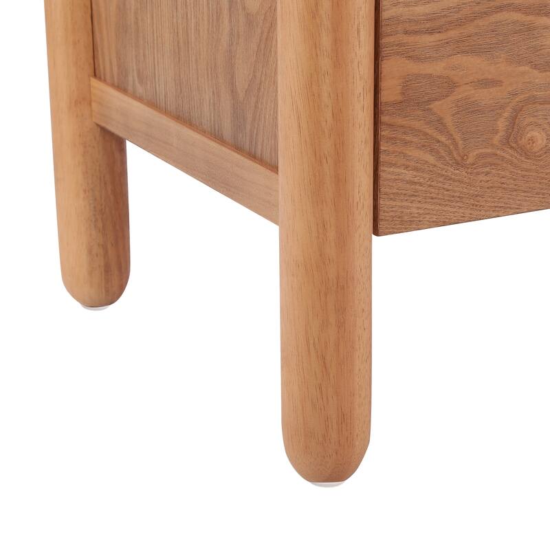 Christopher Knight Home - Modern Minimalist 23.62" Nightstand with Rounded Wood Legs & Open Storage Shelf, Multi-Functional Use