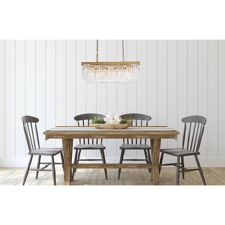 Indigo Home rectangle crystal chandelier in satin gold