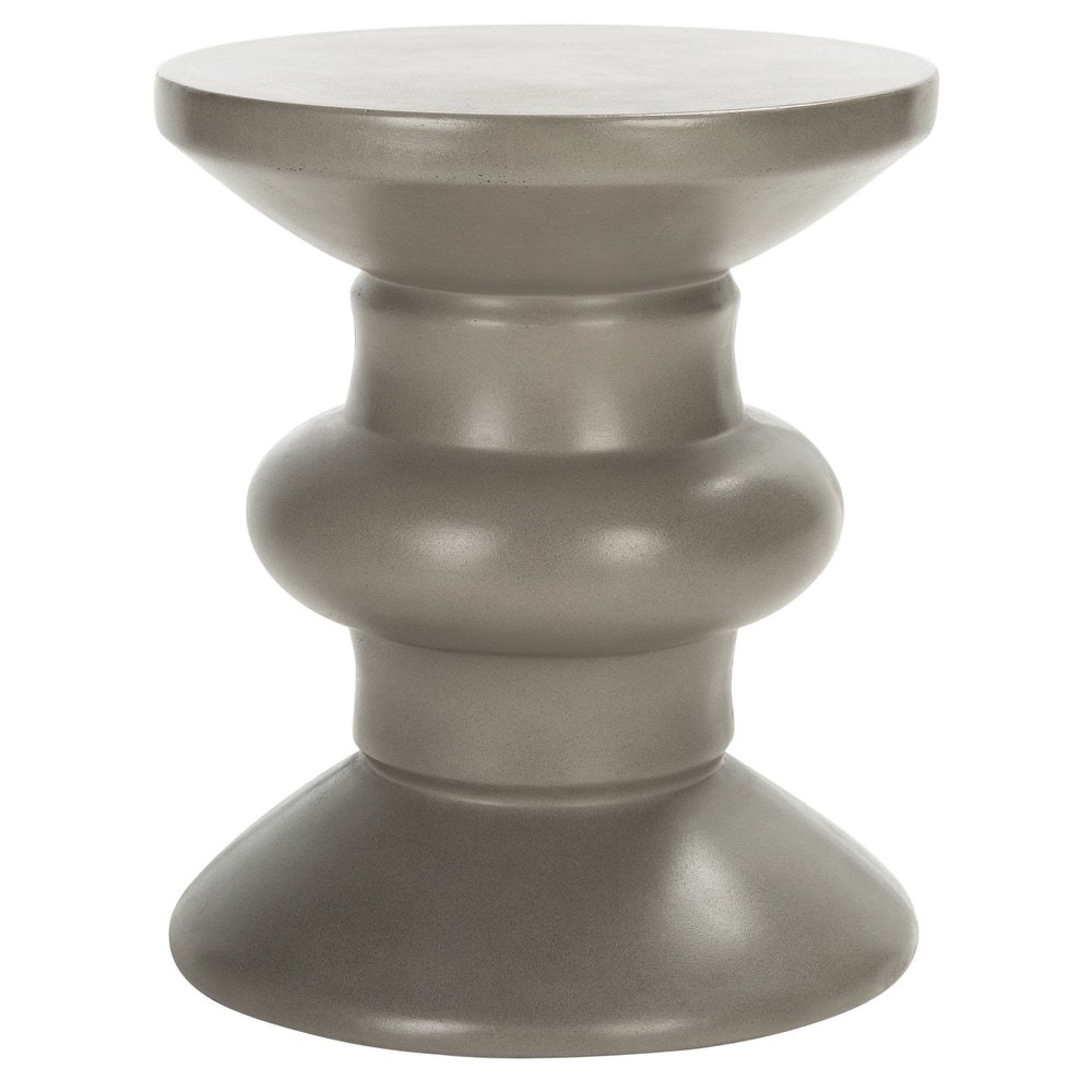 SAFAVIEH Outdoor Sutapa Concrete Accent Stool - 15.35" W x 15.35" L x 17.72" H - 15Wx15Dx18H