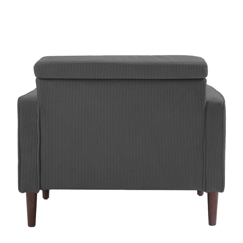 Modern Upholstered Corduroy Wide Armchair with Bolster Pillows