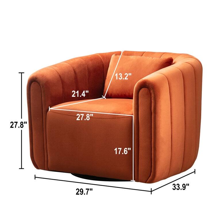 Ebello Oversize Velvet Swivel 360° Rotation Barrel Comfy Round Armchair With Pillow For Living Room Bedroom
