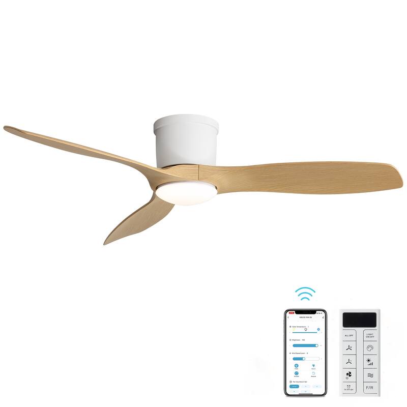 52 Inch Matte White Smart Ceiling Fan with Light 3 ABS Blades DC Motor and Reversible Function - Matte White