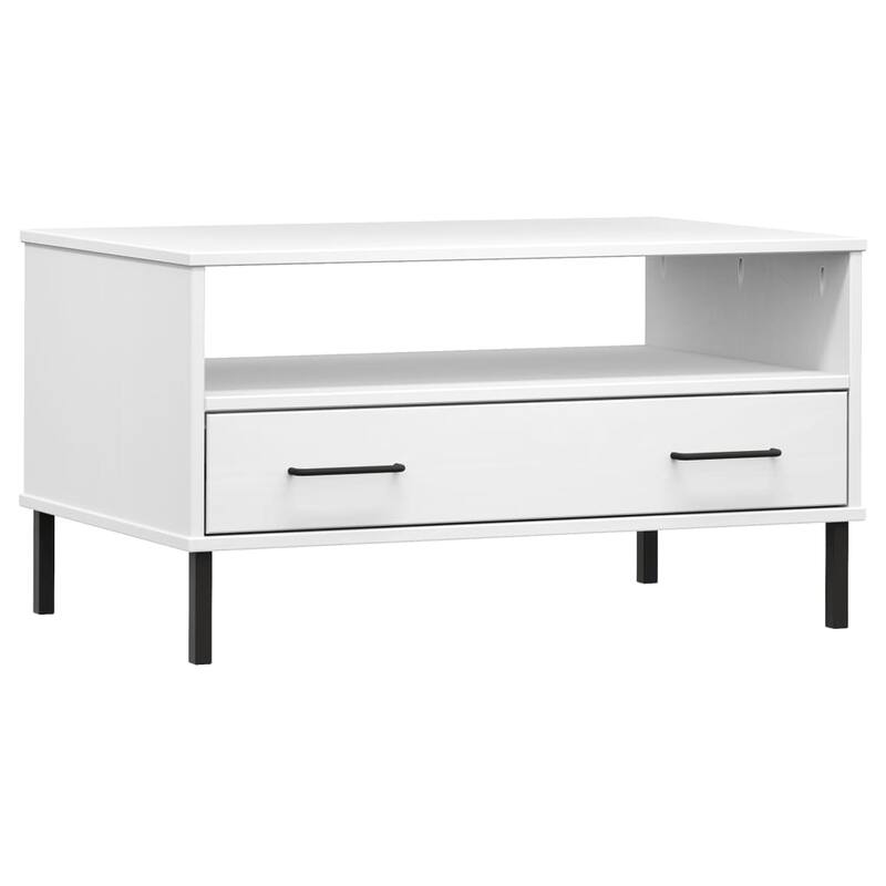 vidaXL Coffee Table Accent Side Sofa End Table with Metal Legs Solid Wood OSLO - 33.5" x 19.7" x 17.7"