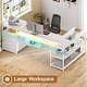 preview thumbnail 7 of 36, 67" L Gaming Shaped Desk Storage Shelves Power Outlet 2 Drawers