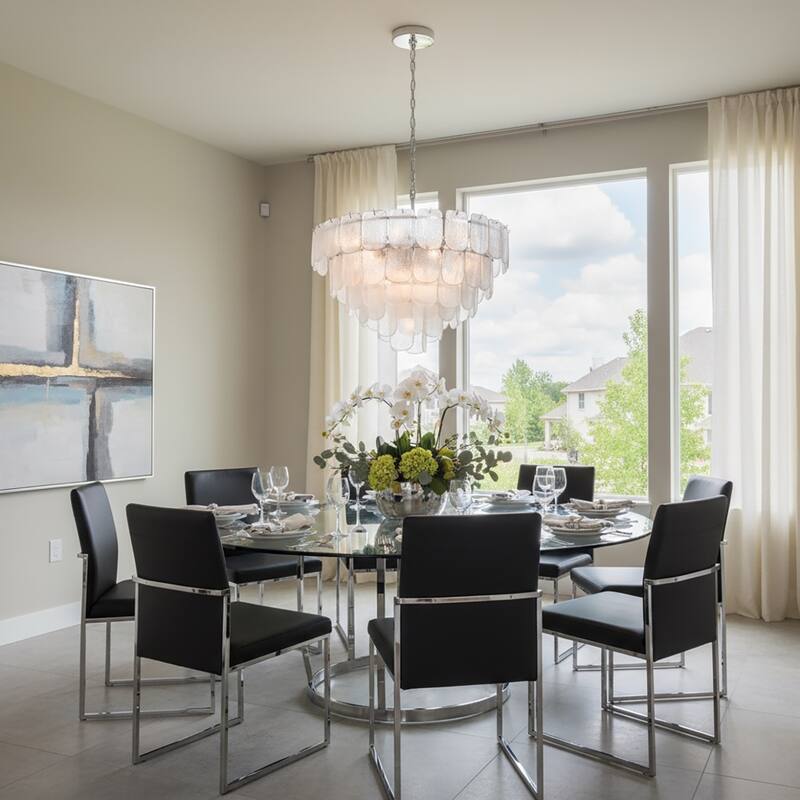 Artcraft Bianca - Chandelier - Polished Nickel - Crystalline with Piastra Type Glassware