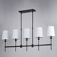 preview thumbnail 10 of 12, Camden 5 Light Matte Black Linear Chandelier Island Pendant Fixture White Fabric Shade, LED Compatible