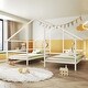 preview thumbnail 1 of 8, White Twin Metal Double Triangular House Beds with Table White