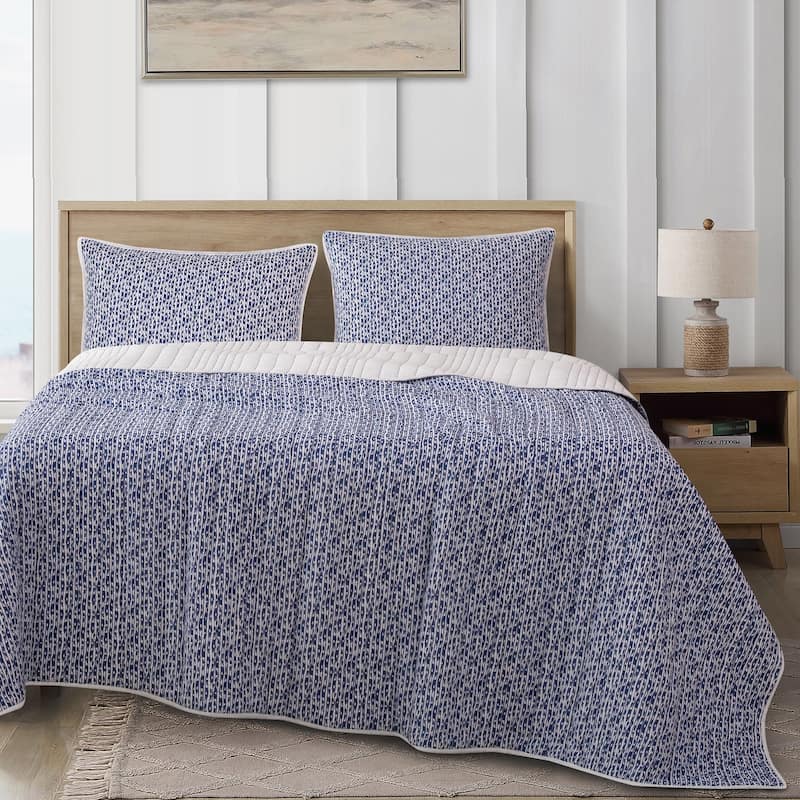 HiEnd Accents Staccato Indigo Reversible Quilt Set, 3PC