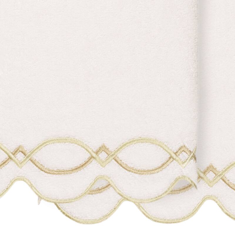 Authentic Hotel and Spa 100% Turkish Cotton DIAMOND CHAIN Scallop Embellished Towel Collection
