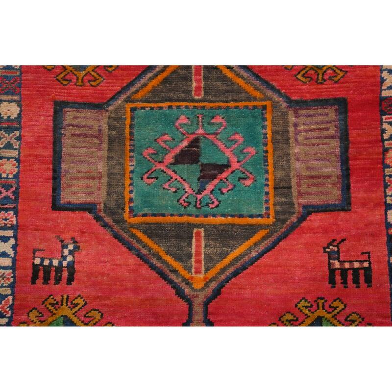 Hand Knotted Oriental 100% Wool Carpet Traditional Tribal Coral Ardebil Runner Rug - 10' 2'' X 3' 2''