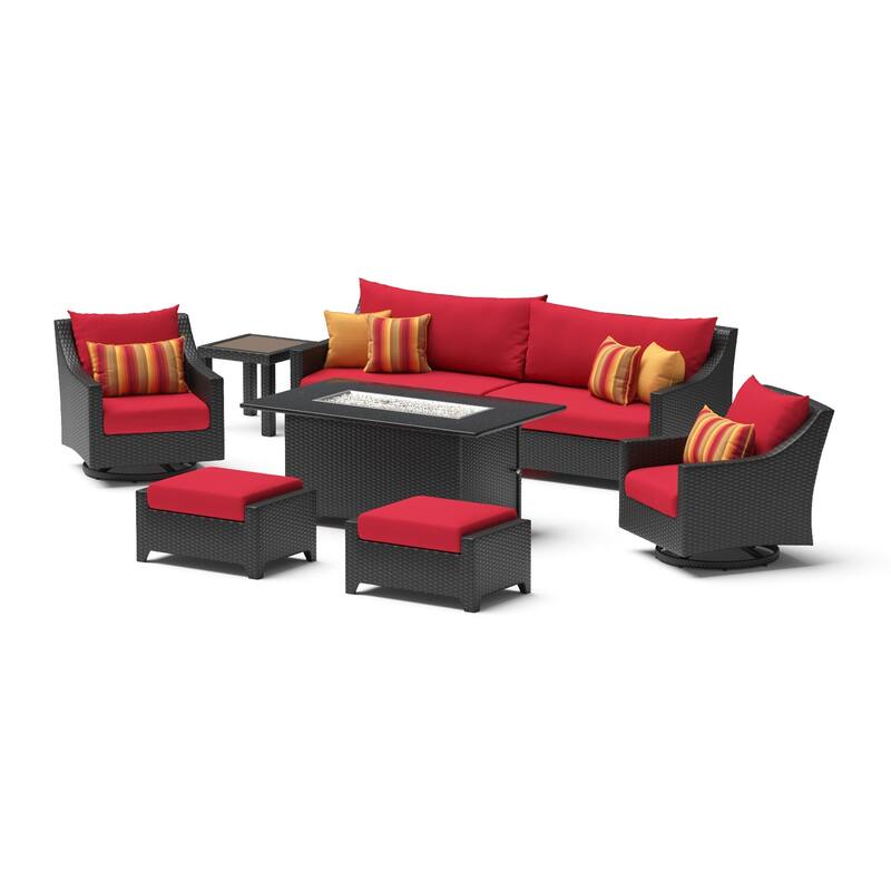 Deco 8 Piece Sunbrella Outdoor Patio Motion Fire Set with Table