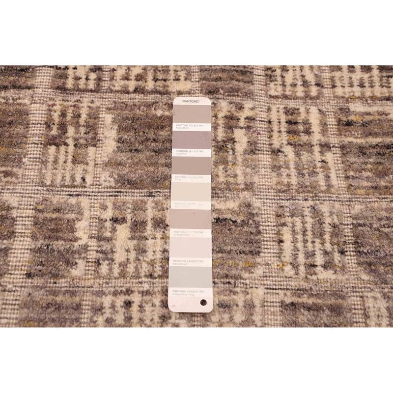 ECARPETGALLERY Hand Loomed Elysian Taupe Wool Rug - 6'5 x 9'11