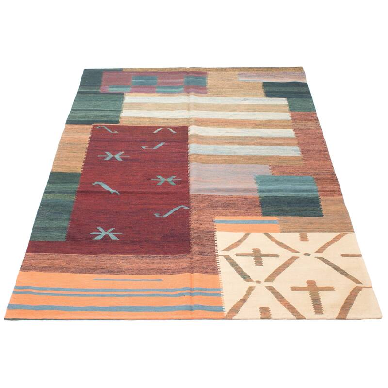 ECARPETGALLERY Flat-Weave Ankara Multi Color Wool Kilim - 6'4 x 9'8