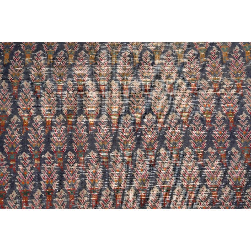 Hand Knotted Oriental 100% Wool Carpet Traditional All-Over Navy Blue & Blues Tabriz Area Rug - 5' 3'' X 3' 8''