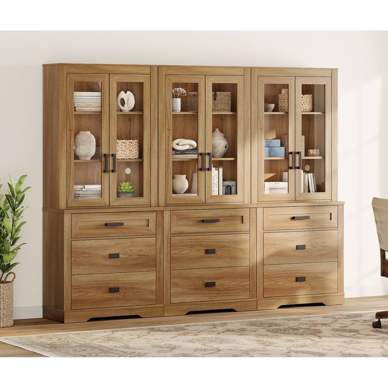 3 Tier Bookcase with Drawer,73.3" Tall Floor Standing Bookshelf